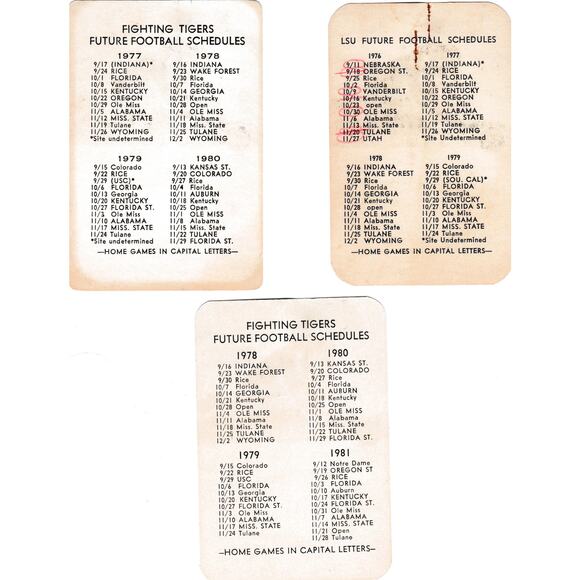 Vintage 1975 1976 1977 LSU Tigers Pocket Mini Football Schedule - A1118 - Picture 2 of 8